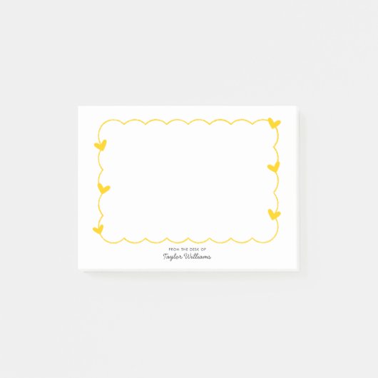 Simple Mustard Wavy Border Heart Stationery Post-it Klebezettel (Vorderseite)