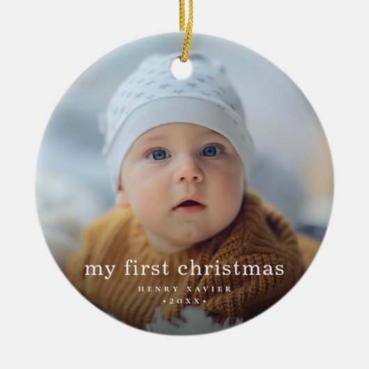 Simple My First Christmas Baby Foto Keramik Ornament (Vorne)