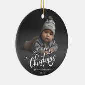 Simple My First Christmas Calligraphy Script Photo Keramik Ornament (Rechts)