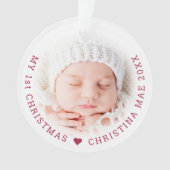 Simple My I I Christmas Red Script Joy Foto Ornament (Vorderseite)