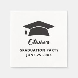 Simple Name Grad Cap Graduation Party  Serviette
