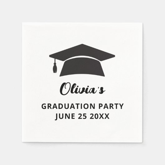 Simple Name Grad Cap Graduation Party  Serviette (Vorderseite)