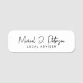 Simple name script professional basic white namensschild (Vorderseite)