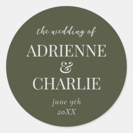 Simple Names Wedding Date Favor Envelope Runder Aufkleber