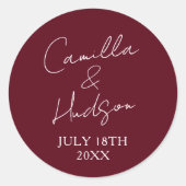 Simple Names Wedding Date Favor Envelope Runder Aufkleber (Vorderseite)