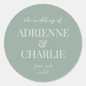 Simple Names Wedding Date Favor Envelope Runder Aufkleber (Vorderseite)