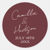 Simple Names Wedding Date Favor Envelope Runder Aufkleber (Vorderseite)