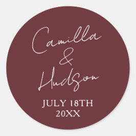 Simple Names Wedding Date Favor Envelope Runder Aufkleber