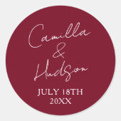 Simple Names Wedding Date Favor Envelope Runder Aufkleber (Vorderseite)