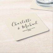 Simple Natural White Script Minimalist Wedding Rechteckiger Pappuntersetzer (angewinkelt)