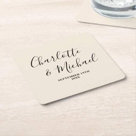 Simple Natural White Script Minimalist Wedding Rechteckiger Pappuntersetzer (angewinkelt)