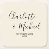 Simple Natural White Script Minimalist Wedding Rechteckiger Pappuntersetzer (Vorderseite)