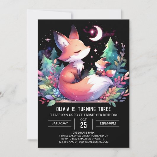 Simple Nature Fox Geburtstag digital Einladung (Vorderseite)