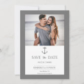 Simple Nautic Anchor Foto Save the Date | Grau (Vorderseite)