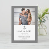 Simple Nautic Anchor Foto Save the Date | Grau (Stehend Vorderseite)