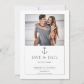 Simple Nautic Anchor Foto Save the Date | weiß (Vorderseite)