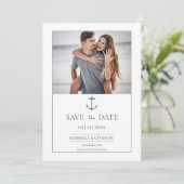 Simple Nautic Anchor Foto Save the Date | weiß (Stehend Vorderseite)