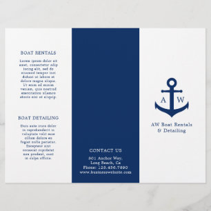 Simple Nautic Anchor Navy Blue Trifold Broschüre
