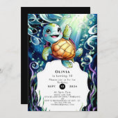 Simple Nautical Boho Turtle Birthday Einladung (Vorne/Hinten)