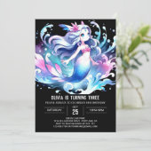 Simple Nautical Mermaid Birthday Einladung (Stehend Vorderseite)