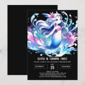 Simple Nautical Mermaid Birthday Einladung (Vorne/Hinten)