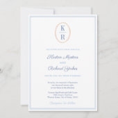 Simple Nautical Monogram Blue And White Wedding Einladung (Vorderseite)