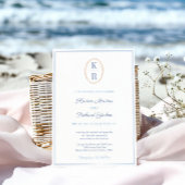 Simple Nautical Monogram Blue And White Wedding Einladung