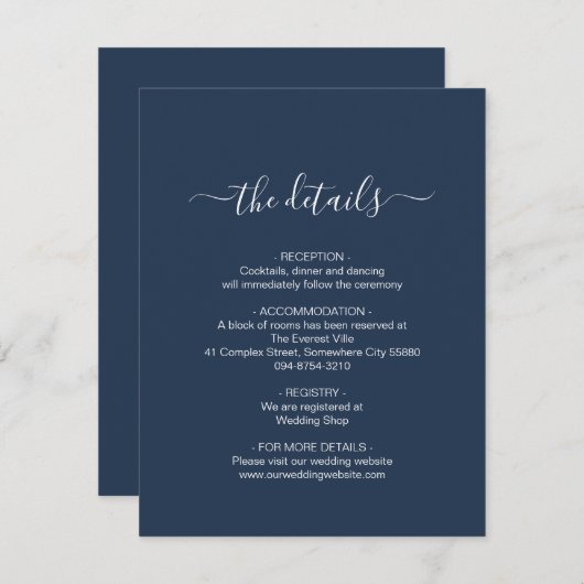 Simple Navy Blue Begleitkarte (Vorne/Hinten)