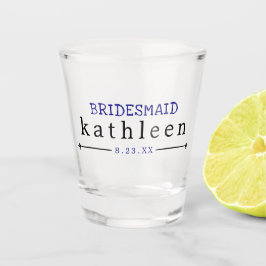 Simple Navy Blue Bridesmaid Personalisiert Schnapsglas