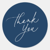 Simple Navy Blue Calligraphy Script Vielen Dank Runder Aufkleber (Vorderseite)