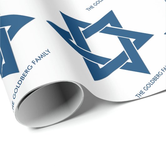 Simple Navy Blue Hanukkah Star von David Pattern Geschenkpapier (Rolleneckpunkt)