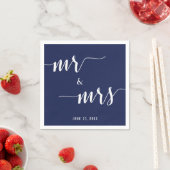 Simple Navy Blue Mr. und Mrs. Wedding Napkins Serviette (Beispiel)