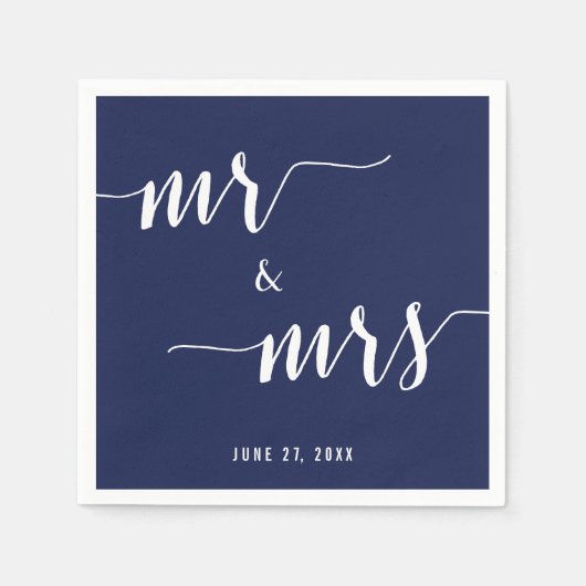 Simple Navy Blue Mr. und Mrs. Wedding Napkins Serviette (Vorderseite)