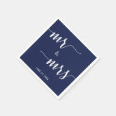 Simple Navy Blue Mr. und Mrs. Wedding Napkins Serviette (Ecke)