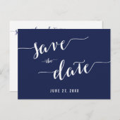 Simple Navy Blue Save the Date Postkarten (Vorne/Hinten)
