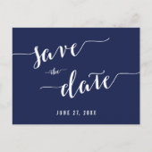 Simple Navy Blue Save the Date Postkarten (Vorderseite)