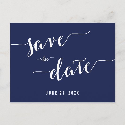 Simple Navy Blue Save the Date Postkarten (Vorderseite)