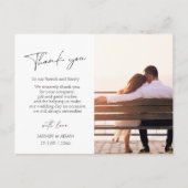 Simple Navy Blue Script Foto Hochzeit Vielen Dank Postkarte (Vorderseite)