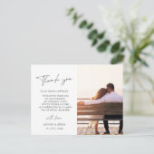 Simple Navy Blue Script Foto Hochzeit Vielen Dank Postkarte (Stehend Vorderseite)