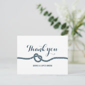 Simple Navy Blue The Tying The Knot Danke Postkarte (Stehend Vorderseite)
