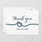 Simple Navy Blue The Tying The Knot Danke Postkarte (Vorne/Hinten)