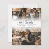 Simple Navy Blue Wedding Foto Save the Date Ankündigung (Vorderseite)