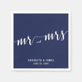 Simple Navy Blue Wedding Napkins Serviette