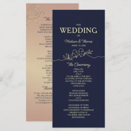Simple Navy Blue Wedding Program Programm