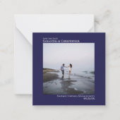 Simple Navy Blue Wedding Save the Date Foto Mini Mitteilungskarte (Vorderseite)