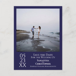 Simple Navy Blue Wedding Save the Date Foto Postkarte