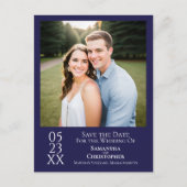 Simple Navy Blue Wedding Save the Date Foto Postkarte (Vorderseite)