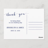 Simple Navy Blue Wedding Vielen Dank Postkarten (Rückseite)