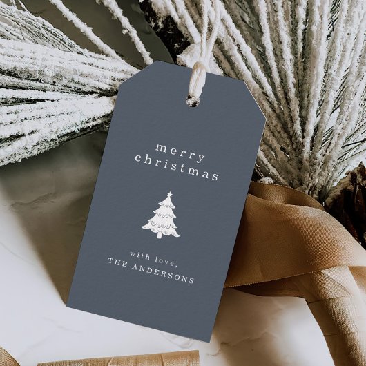 Simple Navy Blue Weihnachtsfeiertag Geschenkanhänger
