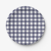 Simple navy gingham paper plates pappteller (Vorderseite)